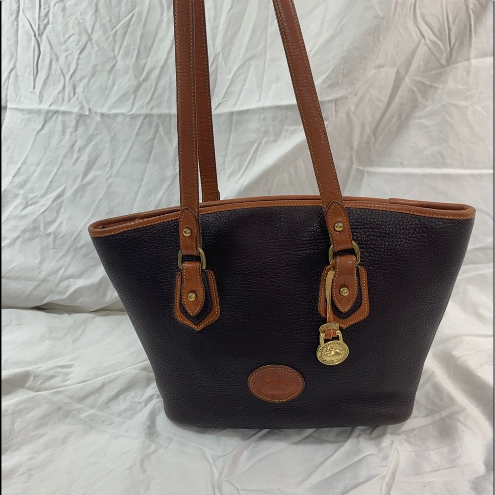 Vintage DOONEY & BOURKE brown pebbled leather tote shopper bag All Weather - Picture 1 of 16